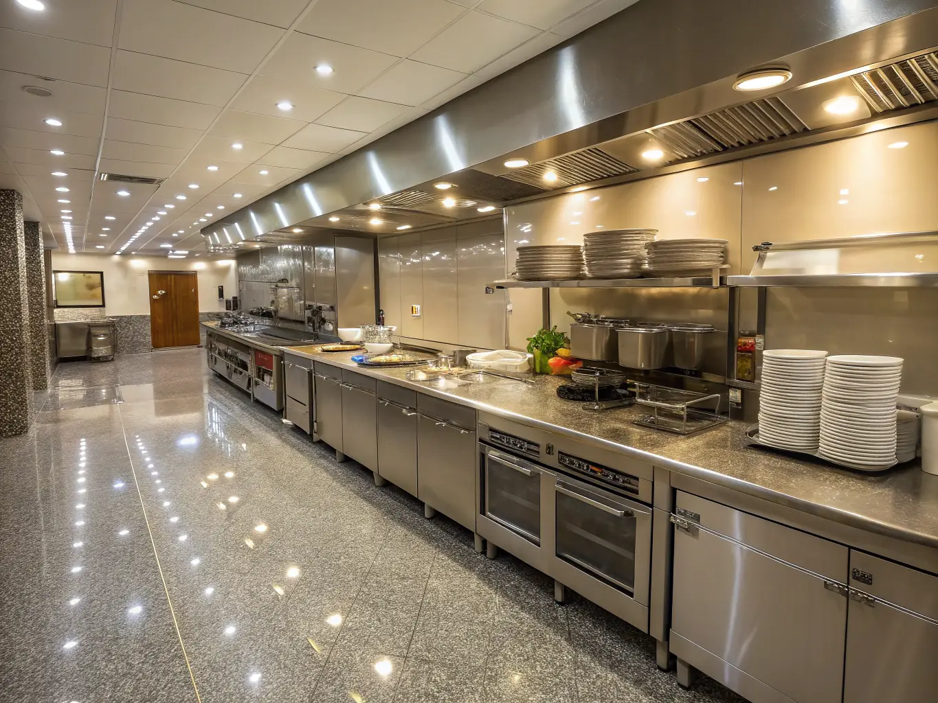 A close-up shot of sparkling clean kitchen countertops and a spotless sink, highlighting the meticulous attention to detail in Aetheria Housekeeping's cleaning services.