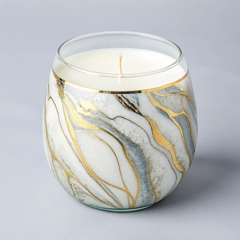 Minimalist Pillar Candle - White Marble